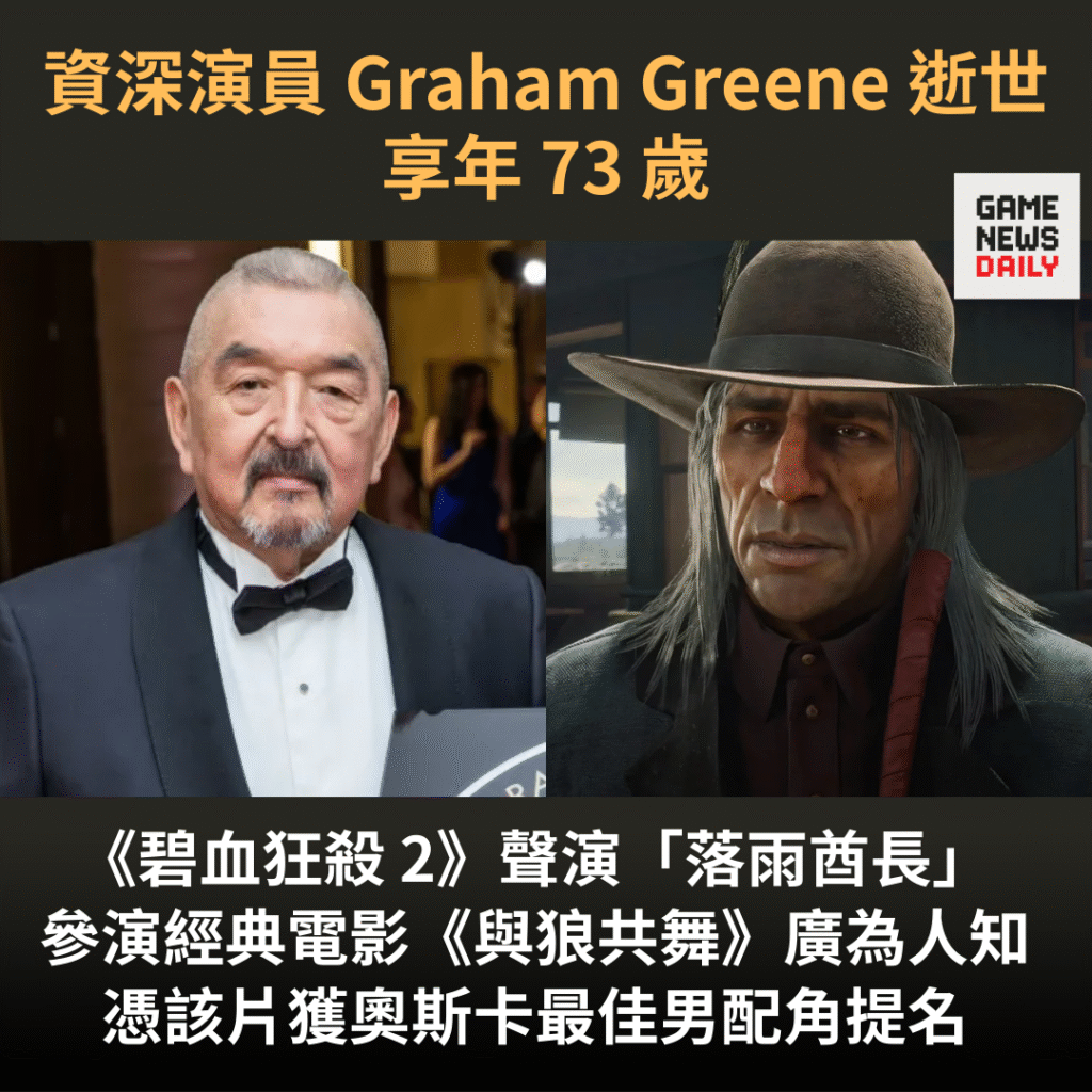 資深演員 Graham Greene 逝世　享年 73 歲　於《碧血狂殺 2》聲演「落雨酋長」