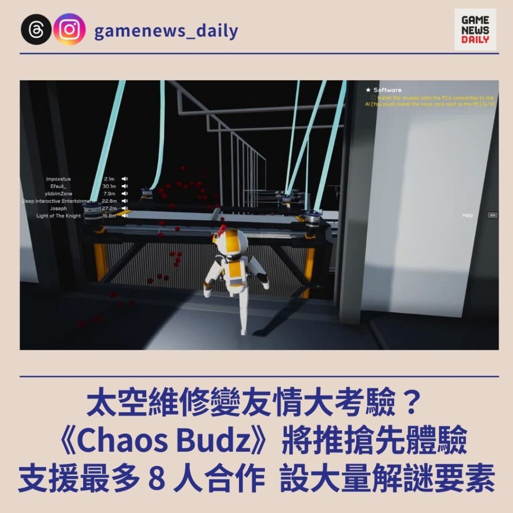 太空維修變友情大考驗？《Chaos Budz》將推搶先體驗　支援最多 8 人合作設大量解謎要素
