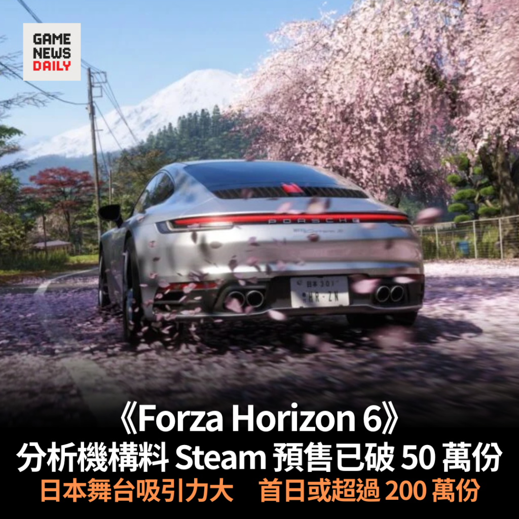 《Forza Horizon 6》︱分析機構料 Steam 預售已破 50 萬份　日本舞台吸引力大　首日或超過 200 萬份