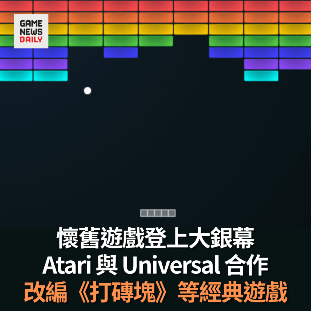 懷舊遊戲登上大銀幕 Atari 與 Universal 合作 改編《打磚塊》等經典遊戲