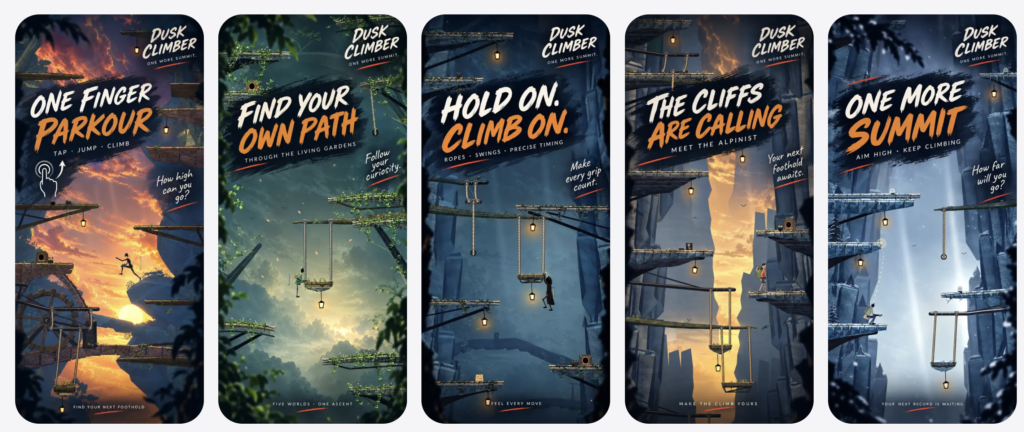 iPhone 物理攀爬遊戲《Dusk Climber》登場 單指挑戰 5 個不同環境